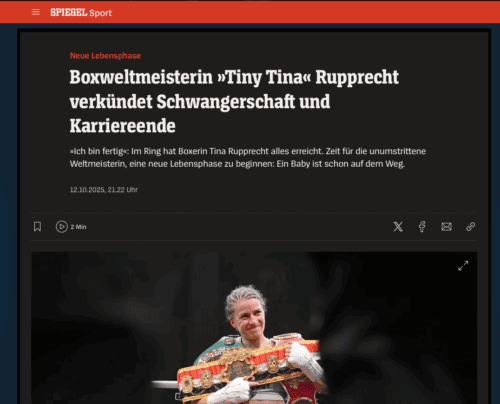 Boxweltmeisterin »Tiny Tina« Rupprecht verkündet Schwangerschaft und Karriereende